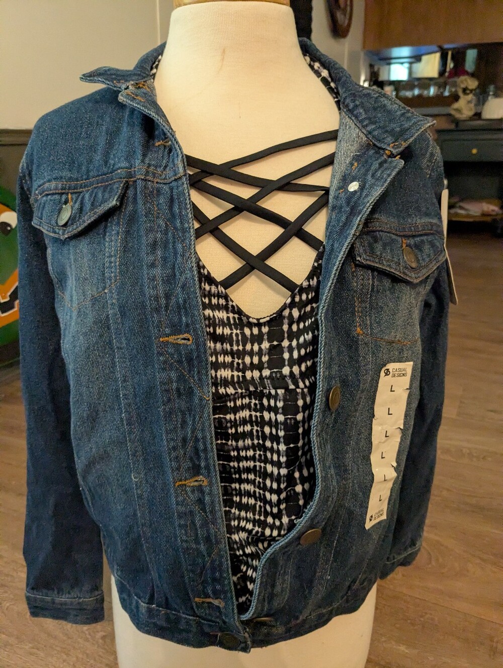 NWT Women’s Dark Blue Denim Jacket - Classic Button-Up